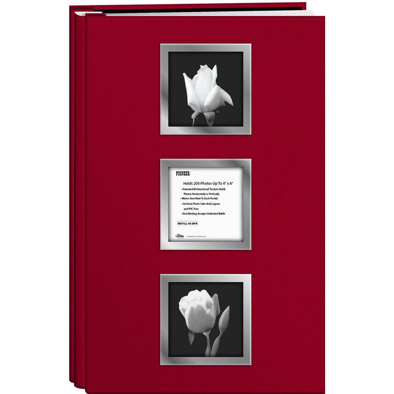 Pioneer Photo Albums Post-Bound Bi-Directional Memo Pocket Album (Red, 4 x 6")