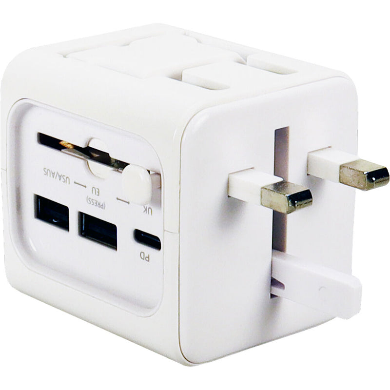 QVS Universal Power Adapter with Triple USB Charging Ports