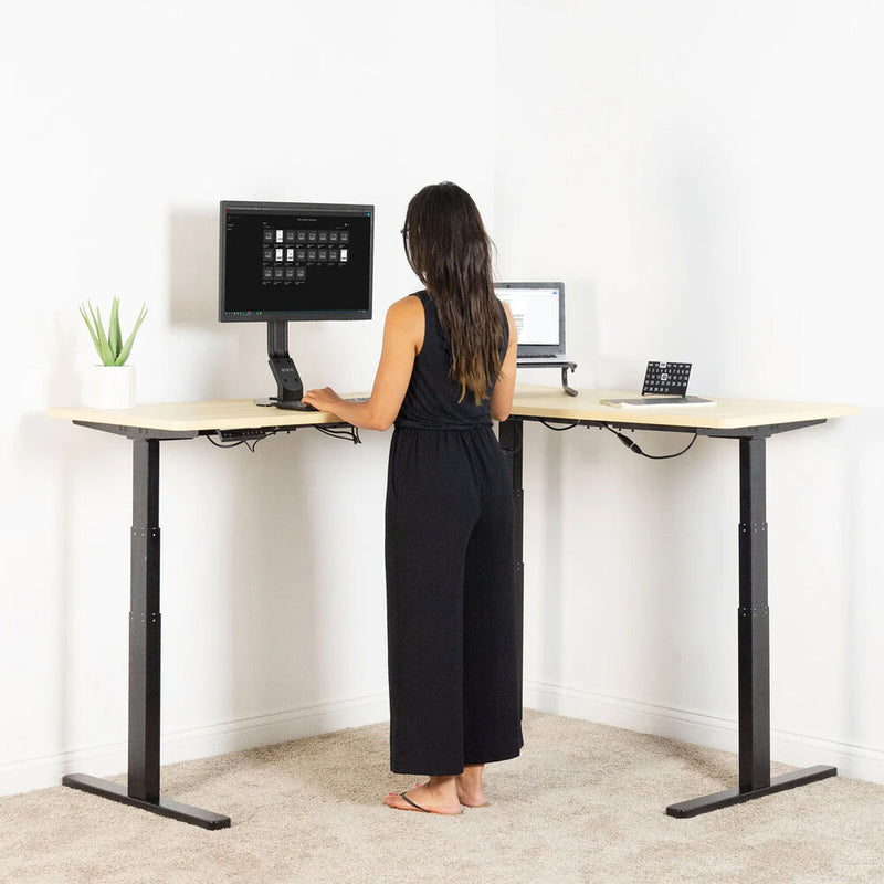 Uncaged Ergonomics Rise Up Electric L-Shaped Corner Standing Desk