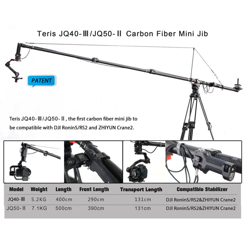 Teris JQ50-III Carbon Fiber Mini Jib for DJI Ronin-S/RS 2/Zhiyun CRANE-2