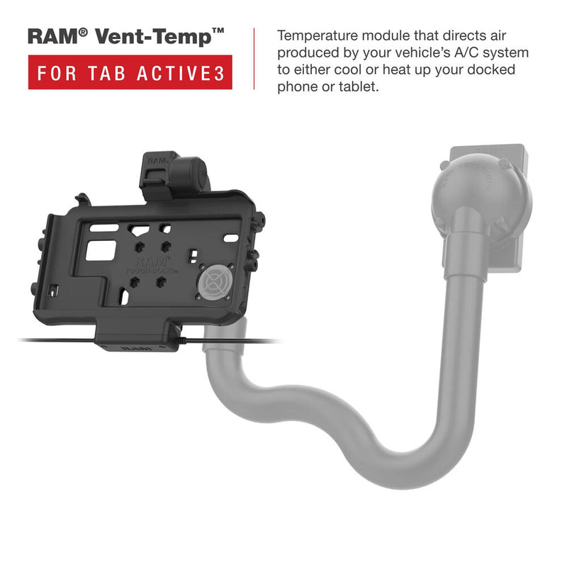 RAM MOUNTS Low-Profile Locking Power Dock for Tab Active3 with Dual USB Ports