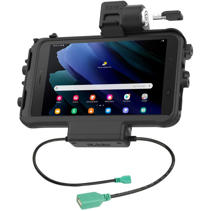 RAM MOUNTS Low-Profile Locking Power Dock for Tab Active3 with Single USB Port