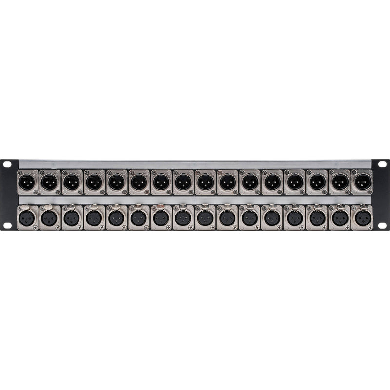 My Custom Shop 32-Port XLR Patch Panel with 16 Male and 16 Female NC3D-L-1 Series Connectors - 2RU- Lacing Bar