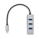 Rocstor Portable 4-Port Hub USB-C to 4x USB-A 3.0 (Aluminum Gray)