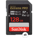 SanDisk 128GB Extreme PRO UHS-II SDXC Memory Card (5-Pack)