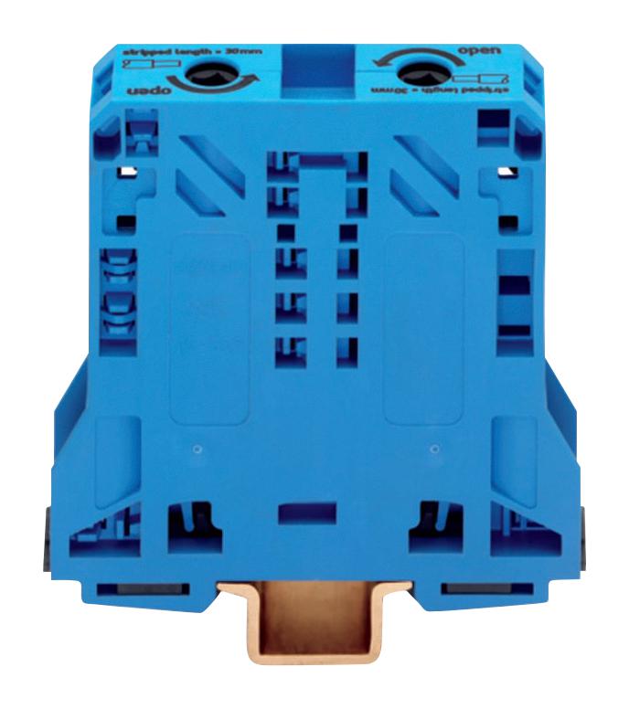 WAGO 285-154 DIN Rail Mount Terminal Block, 2 Ways, 8 AWG, 0 AWG, 50 mm&sup2;, Push In, 150 A