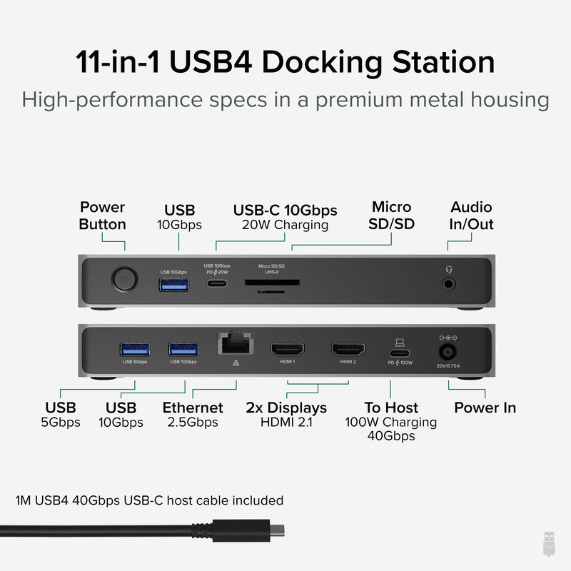Plugable USB4 11-in-1 Docking Station