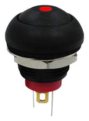MULTICOMP PRO MP-PB11-2CSKR-10 Vandal Resistant Switch, 0.535 ", SPST-NO-DM, Off-(On), Round Domed, Black