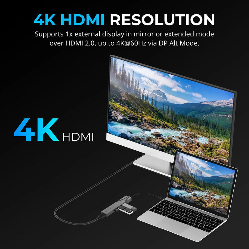 Sabrent 4-in-1 Multi-Port USB-C Hub (Gray)