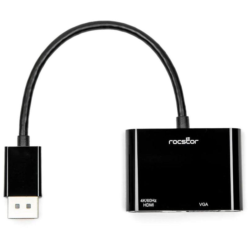 Rocstor DisplayPort 1.2 to HDMI & VGA Active Video 2-in-1 Adapter