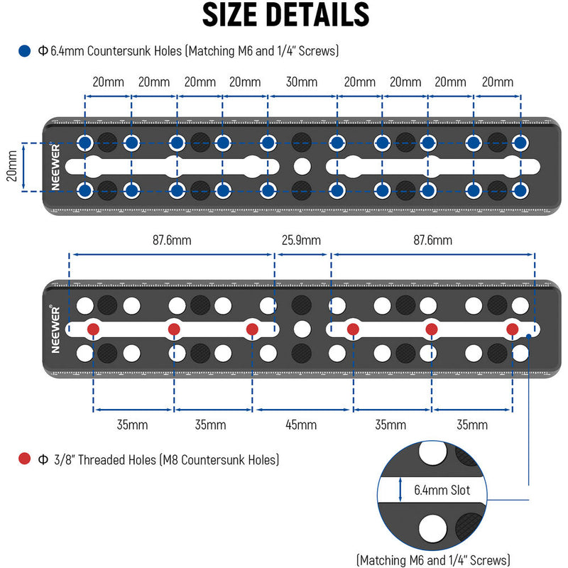 Neewer QR003 9" Rail Bar Vixen Style Dovetail Plate