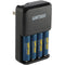 Watson 4-Bay Charger for AA/AAA Batteries with 4-Pack AA NiMH Rechargeable Batteries