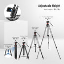 Neewer TP75 74" Pro Video Aluminum Tripod with Fluid Head