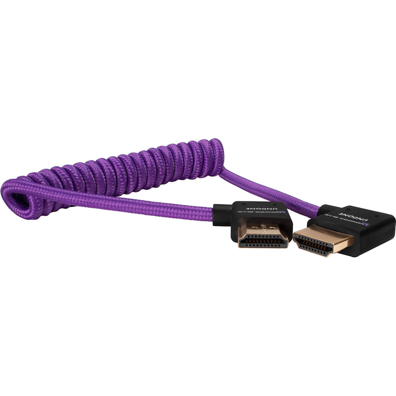 Kondor Blue Gerald Undone Coiled Right-Angle High-Speed HDMI Cable (Purple, 12 to 24")