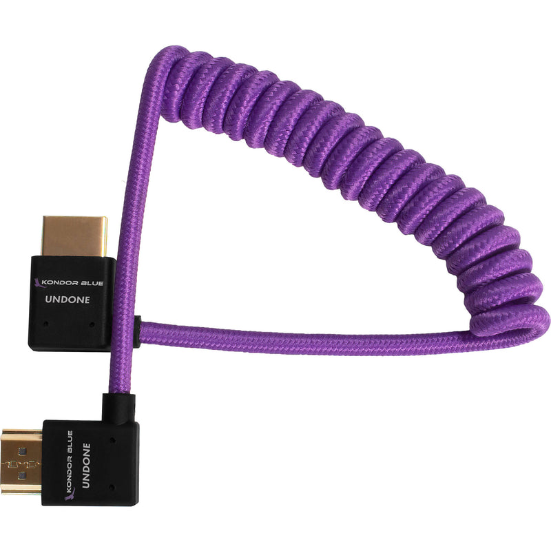 Kondor Blue Gerald Undone Coiled Right-Angle High-Speed HDMI Cable (Purple, 12 to 24")