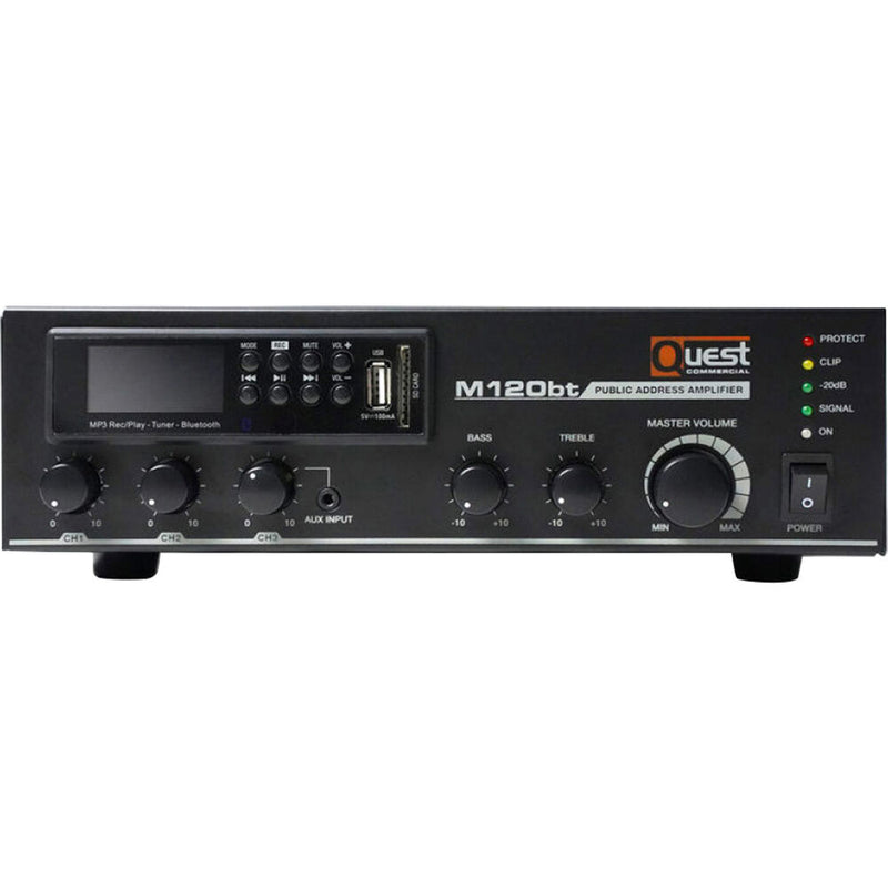 Quest Commercial M120BT 120W Amplifier and Mixer with Bluetooth