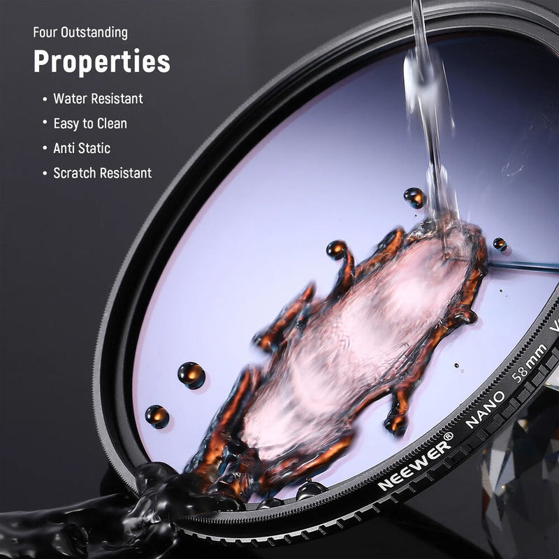 Neewer HD Variable ND Filter (62mm, 3 to 7-Stop)