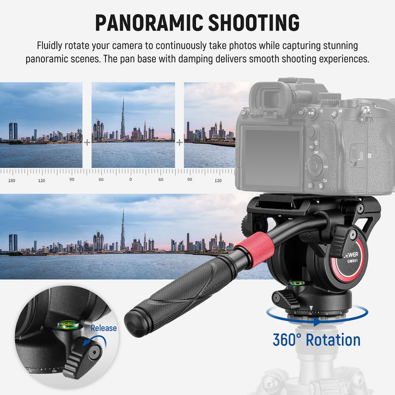 Neewer GM001 Video Tripod Fluid Head with Plate and Handle