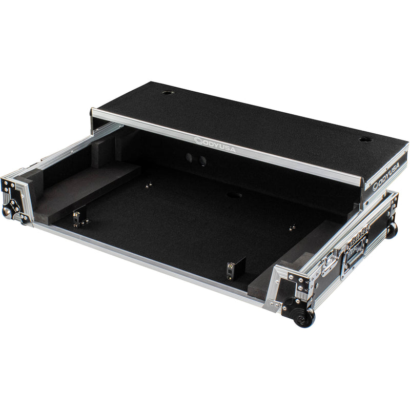 Odyssey Flight Zone Glide Style Flight Case with Wheels for RANE FOUR DJ Controller (Silver on Black)