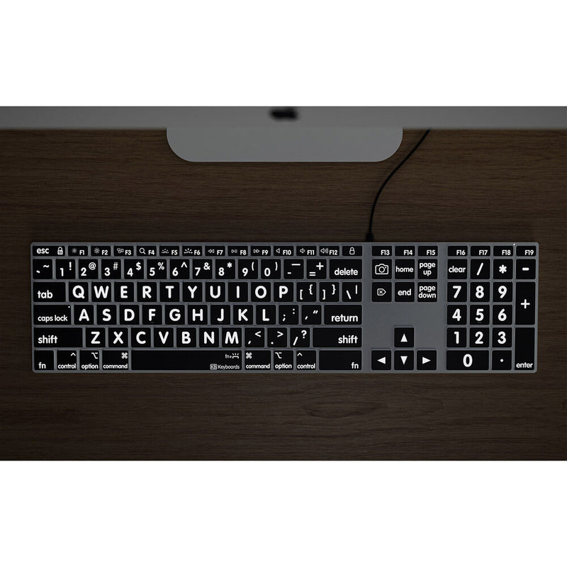 KB Covers Large Print Backlit Pro Aluminum Keyboard for Mac