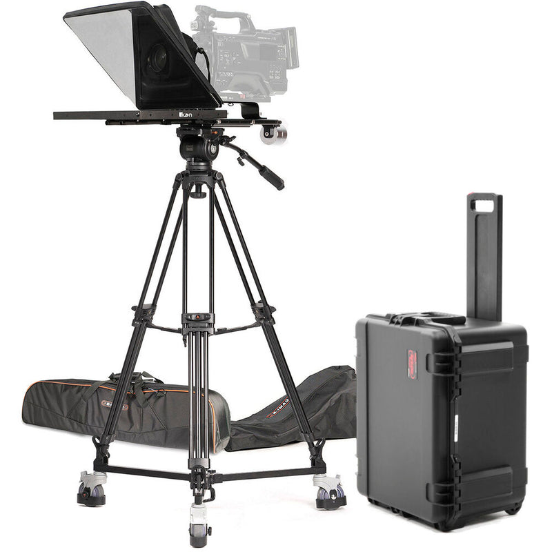 ikan Professional 17" HDMI Teleprompter, Tripod, and Dolly Kit with Hard Travel Case