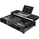 Odyssey I-Board Flight Case with Glide Style Laptop Platform and Wheels for Rane Four (All Black, 1 RU)