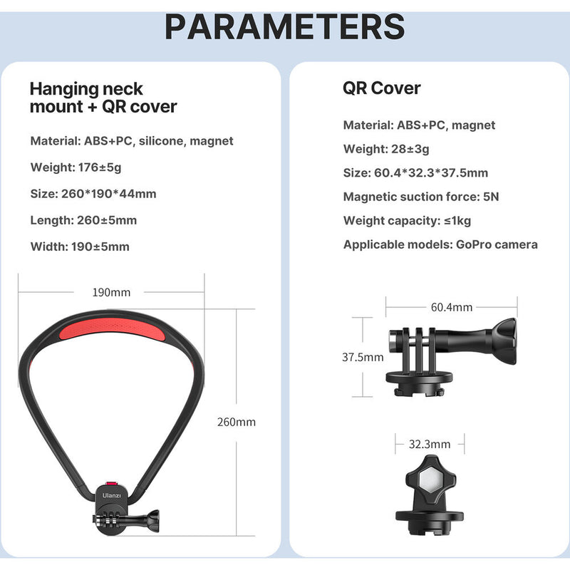 Ulanzi Go-Quick II Magnetic Quick Release Neck Mount for GoPro/Action Camera