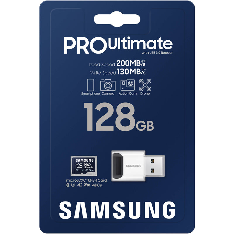 Samsung 128GB PRO Ultimate UHS-I microSDXC Card with Card Reader