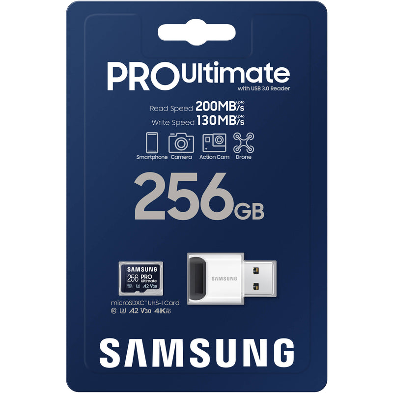 Samsung 256GB PRO Ultimate UHS-I microSDXC Card with Card Reader