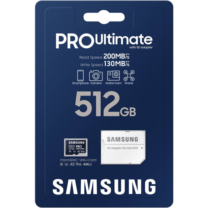 Samsung 512GB PRO Ultimate UHS-I microSDXC Card with SD Adapter