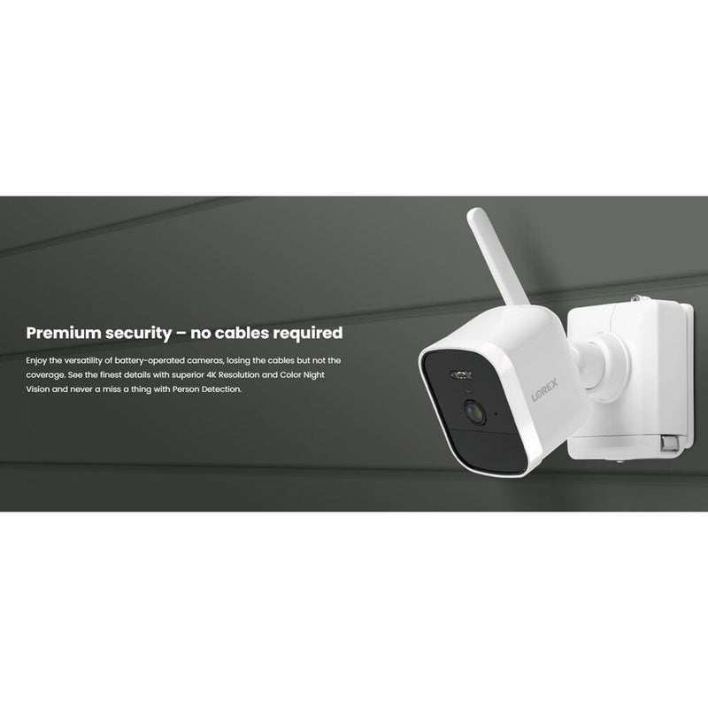 Lorex U855AA-E 4K UHD Add-On Outdoor Battery-Operated Security Camera for L8559 Series NVRs (White)