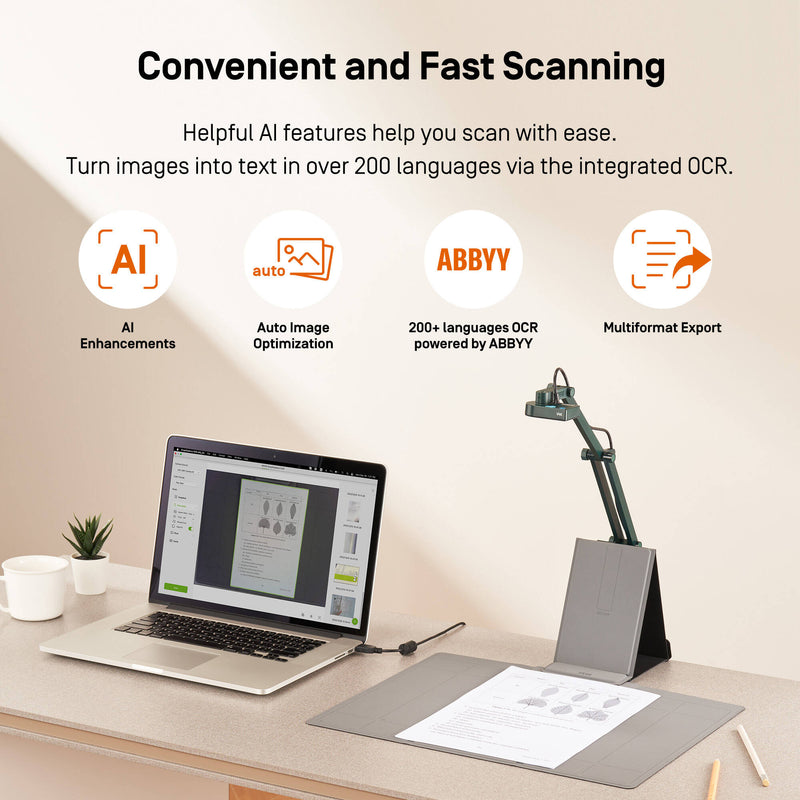 IPEVO V4K-S Document Scanner, Scanner Pad & OCR Software Kit