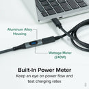 Plugable USB-C 3.2 Gen 2 Extension Cable with Built-In Multimeter Tester (3.3')