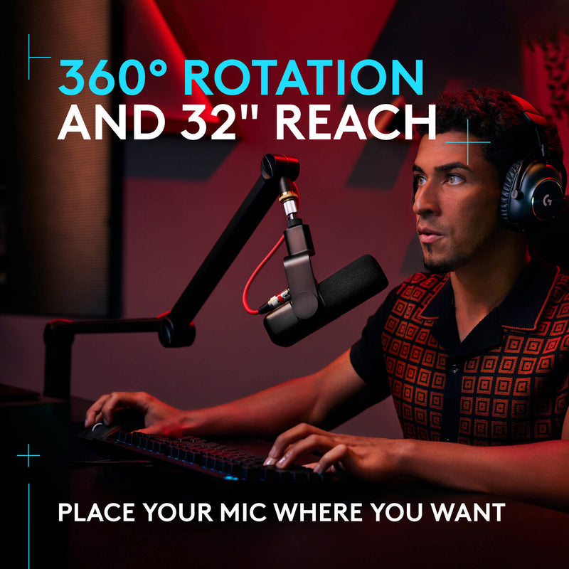 Logitech G Compass Desktop Microphone Boom Arm for Gaming (Black)