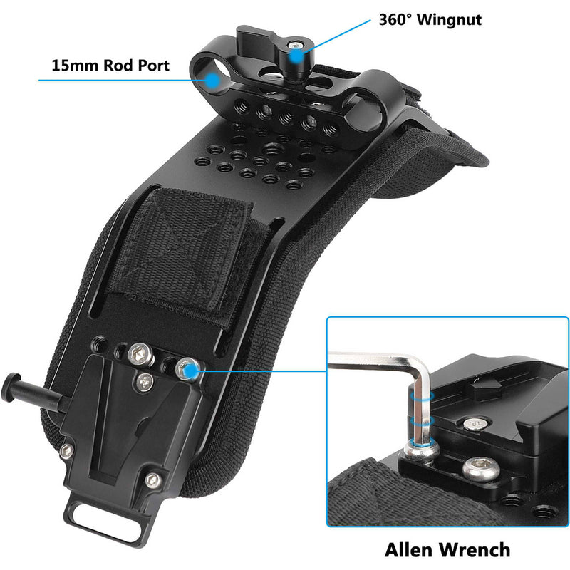CAMVATE Shoulder Pad with V-Lock Receiver and 15mm LWS Rod Clamp