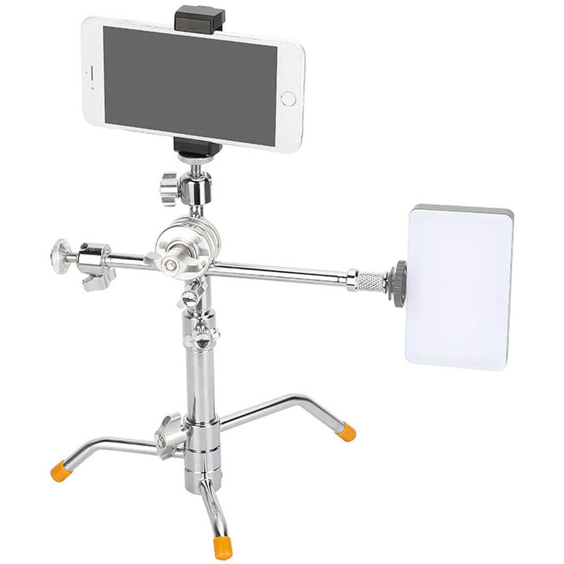CAMVATE Mini Tabletop C-Stand with Grip Arm & Turtle Base Kit (Chrome)