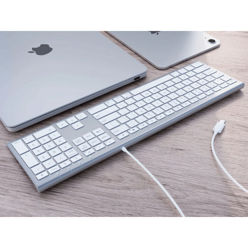 Macally Full-Size USB-C Keyboard for Mac (Silver Aluminum)