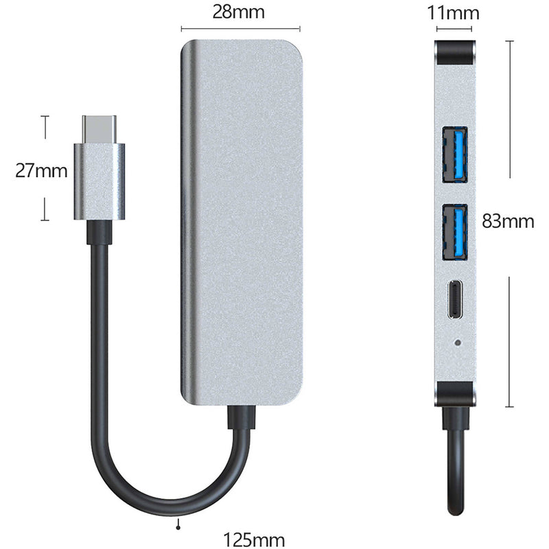 CAMVATE 4-in-1 USB-C Multiport Adapter (Silver)