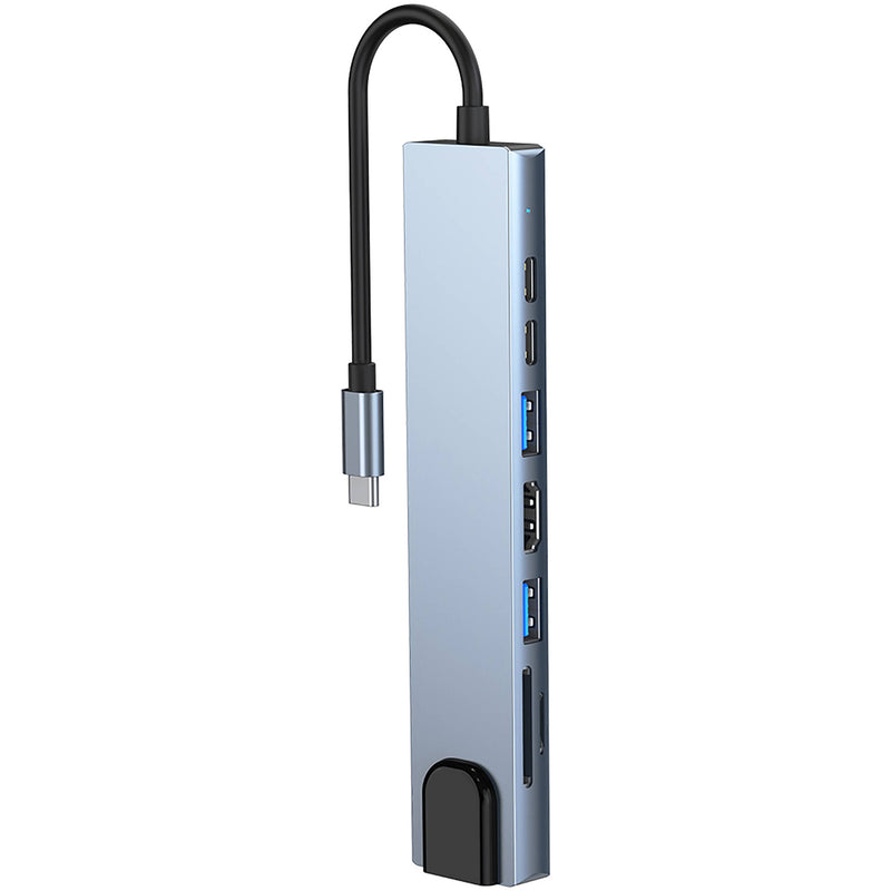 CAMVATE 8-in-1 Multiport Adapter USB-C Hub (Silver)