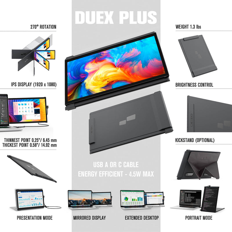 Mobile Pixels DUEX Plus DS 13.3" Portable IPS Laptop Monitor