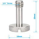 CAMVATE 1/4"-20 Long Slotted Knurled Mounting Screw (2-Pack)
