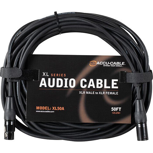 American DJ Accu-Cable XLR Male to XLR Female Balanced Audio Cable (50')