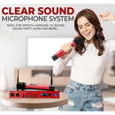 Pyle Pro UHF 2-Channel Wireless Handheld Microphone System with Bluetooth (510 to 590 MHz, Red)