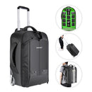 Neewer 2-in-1 Convertible Wheeled Camera Backpack/Luggage Trolley Case (Black/Green)