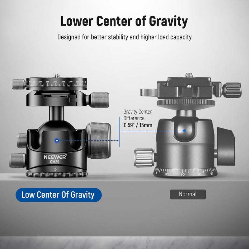 Neewer GM29 Low-Profile Ball Head with Arca-Type QR Plate