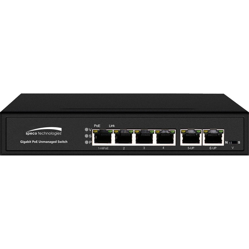 Speco Technologies P4S6G 4-Port Gigabit PoE++ Compliant Unmanaged Network Switch