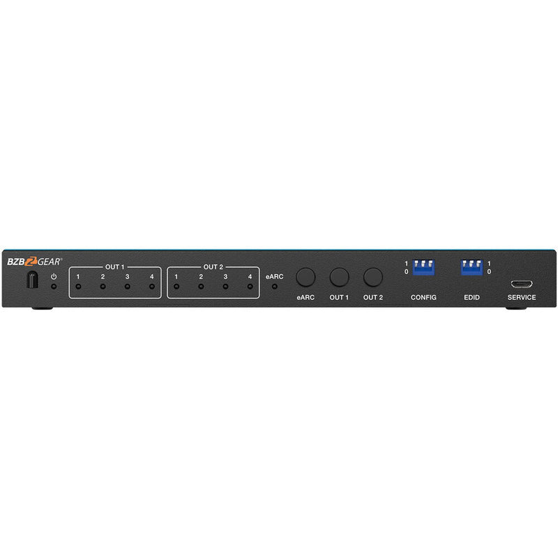 BZBGEAR 4x2 8K60 HDMI 2.1 Matrix Switcher with Audio De-Embedder