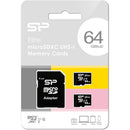 Silicon Power 64GB Elite UHS-I microSDXC Memory Card (2-Pack) with SD Adapter