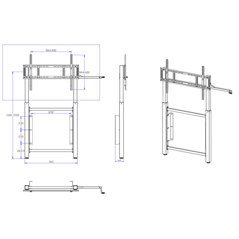 StarBoard Solution WH3193W Adjustible Wall Mount with Handle