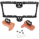CAMVATE Full Monitor Cage Kit with Wooden Handles for 5 to 7" Monitor